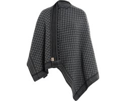 Knit Factory Dusk Omslagvest - Zwart/Antraciet - One Size