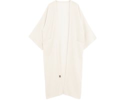 Knit Factory Elva Lange Kimono Vest Dames - Damesvest met Steekzakken - Mousseline vest voor de lente en zomer - 100% Ecologisch Katoen - Ecru - 36/42