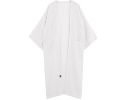 Knit Factory Elva Lange Kimono Vest Dames - Damesvest met Steekzakken - Mousseline vest voor de lente en zomer - 100% Ecologisch Katoen - Woolwhite - 36/42