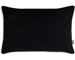 Knit Factory Evita Sierkussen - Rechthoekig kussen - Kussen woonkamer - Bank kussen - Decoratie kussen - Modern - Zwart - 60x40 cm - Kussenhoes inclusief kussenvulling