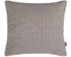 Knit Factory Evita Sierkussen - Vierkant kussen - Kussen woonkamer - Bank kussen - Decoratie kussen - Modern - Taupe - 50x50 cm - Kussenhoes inclusief kussenvulling