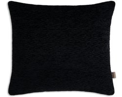 Knit Factory Evita Sierkussen - Vierkant kussen - Kussen woonkamer - Bank kussen - Decoratie kussen - Modern - Zwart - 50x50 cm - Kussenhoes inclusief kussenvulling