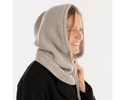Knit Factory Evy Colsjaal met capuchon - Iced Clay - One Size