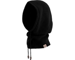 Knit Factory Evy Colsjaal met capuchon - Zwart - One Size