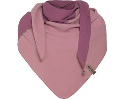 Knit Factory Fay Gebreide Omslagdoek - Driehoek Sjaal Dames - Katoenen sjaal - Zomersjaal - Luchtig en zacht - Zomer stola - Violet/Lila - Paars - Duurzaam - 190x85 cm - 100% Biologisch katoen