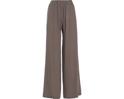 Knit Factory Fern Broek - Dames broek - Dames pantalon - Pantalon met steekzakken - Lange broek - Zacht en luchtig 78% viscose en 22% linnen - Zomerbroek - Zomer pantalon - Wijde broek - Taupe - 40/42