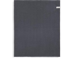Knit Factory Gebreide Badmat - Douchemat Morres - Badkamermat - Toiletmat - Antraciet - Donkergrijs - 60x50 cm - Katoen