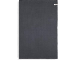 Knit Factory Gebreide Badmat - Douchemat Morres - Badkamermat - Toiletmat - Antraciet - Donkergrijs - 80x50 cm - Katoen