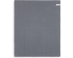 Knit Factory Gebreide Badmat - Douchemat Morres - Badkamermat - Toiletmat - Med Grey - Grijs - 60x50 cm - Katoen