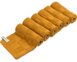 Knit Factory Gebreide Gastendoek Ivy - Toilet handdoek - Gastenhanddoek - WC Handdoek - Handdoek - Oker - Geel - 40x30 cm - Katoen