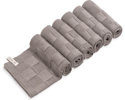 Knit Factory Gebreide Gastendoek Ivy - Toilet handdoek - Gastenhanddoek - WC Handdoek - Handdoek - Taupe - Bruin - 40x30 cm - Katoen