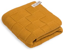 Knit Factory Gebreide Handdoek Ivy - Handdoek badkamer - Oker - Geel - 60x110 cm - Katoen