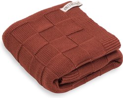 Knit Factory Gebreide Handdoek Ivy - Handdoek badkamer - Roest - Rood - 60x110 cm - Katoen