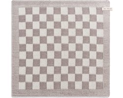 Knit Factory Gebreide Keukendoek - Keukenhanddoek Block - Geblokt motief - Handdoek - Vaatdoek - Keuken doek - Ecru/Taupe - Bruin - Traditionele look - 50x50 cm