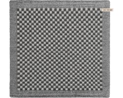 Knit Factory Gebreide Keukendoek - Keukenhanddoek Cubes - Geblokt motief - Handdoek - Vaatdoek - Keuken doek - Ecru/Antraciet - Donkergrijs - Traditionele look - 50x50 cm