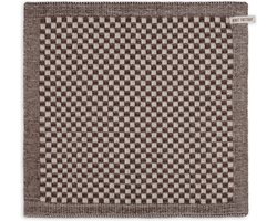 Knit Factory Gebreide Keukendoek - Keukenhanddoek Cubes - Geblokt motief - Handdoek - Vaatdoek - Keuken doek - Ecru/Chocolate - Donkerbruin - Traditionele look - 50x50 cm