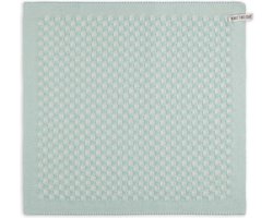 Knit Factory Gebreide Keukendoek - Keukenhanddoek Cubes - Geblokt motief - Handdoek - Vaatdoek - Keuken doek - Ecru/Mint - Lichtgroen - Traditionele look - 50x50 cm