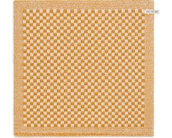 Knit Factory Gebreide Keukendoek - Keukenhanddoek Cubes - Geblokt motief - Handdoek - Vaatdoek - Keuken doek - Ecru/Oker - Geel - Traditionele look - 50x50 cm