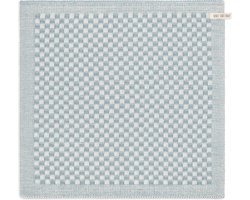 Knit Factory Gebreide Keukendoek - Keukenhanddoek Cubes - Geblokt motief - Handdoek - Vaatdoek - Keuken doek - Ecru/Stone Green - Groengrijs - Traditionele look - 50x50 cm