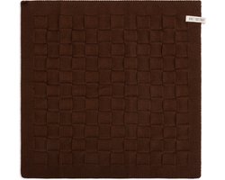 Knit Factory Gebreide Keukendoek - Keukenhanddoek Uni - Handdoek - Vaatdoek - Keuken doek - Chocolate - Donkerbruin - 50x50 cm