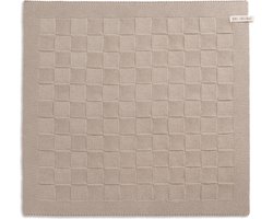 Knit Factory Gebreide Keukendoek - Keukenhanddoek Uni - Handdoek - Vaatdoek - Keuken doek - Linnen - Beige - 50x50 cm