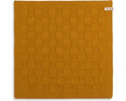 Knit Factory Gebreide Keukendoek - Keukenhanddoek Uni - Handdoek - Vaatdoek - Keuken doek - Oker - Geel - 50x50 cm