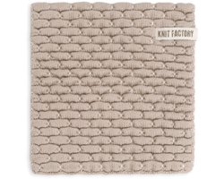 Knit Factory Gebreide Onderzetter Block - Pannenonderzetter - Hittebestendig - Onderlegger pannen - Tafel onderzetter - Opvouwbaar - Ecru/Taupe - 20x20 cm - 1 stuk verpakt