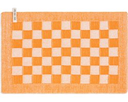 Knit Factory Gebreide Placemat Block - Rechthoek - Dubbelzijdig te gebruiken - Eetmat - Onderlegger - Ecru/Orange - Oranje - 50x30 cm