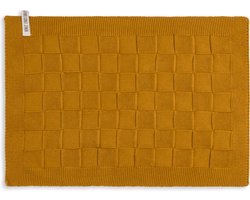 Knit Factory Gebreide Placemat Uni - Rechthoek - Dubbelzijdig te gebruiken - Eetmat - Onderlegger - Oker - Geel - 50x30 cm