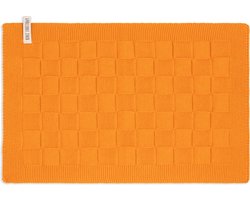 Knit Factory Gebreide Placemat Uni - Rechthoek - Dubbelzijdig te gebruiken - Eetmat - Onderlegger - Orange - Oranje - 50x30 cm