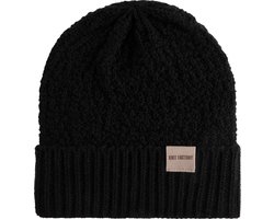 Knit Factory Haze Gebreide Muts Heren & Dames - Beanie hat - Zwart - Warme zwarte wintermuts - Unisex - One Size