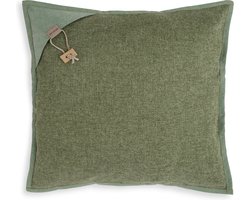 Knit Factory Hope Sierkussen - Vierkant kussen - Kussen woonkamer - Bank kussen - Decoratie kussen - Groen - 50x50 cm - Kussenhoes inclusief kussenvulling