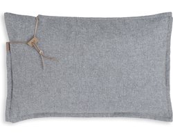 Knit Factory Imre Sierkussen - Rechthoekig kussen - Kussen woonkamer - Bank kussen - Decoratie kussen - Licht Grijs - 60x40 cm - Kussenhoes inclusief kussenvulling
