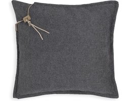 Knit Factory Imre Sierkussen - Vierkant kussen - Kussen woonkamer - Bank kussen - Decoratie kussen - Antraciet - 50x50 cm - Kussenhoes inclusief kussenvulling