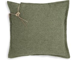 Knit Factory Imre Sierkussen - Vierkant kussen - Kussen woonkamer - Bank kussen - Decoratie kussen - Groen - 50x50 cm - Kussenhoes inclusief kussenvulling