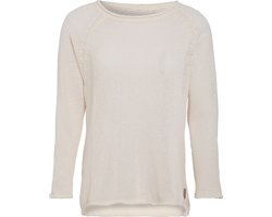 Knit Factory Jasmin Gebreide Dames Trui - Trui dames - Pullover voor de lente en zomer - Zomer trui dames - Damestrui - Duurzaam & milieuvriendelijk - Boothals - Lange mouw - Beige - 40/42 - 80% Gerecycled katoen