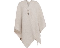 Knit Factory Jazz Gebreid Omslagvest - Dames Poncho - Wikkelvest - Gebreide beige poncho - Gebreide mantel - Winter poncho - Dames cape - One Size - Beige
