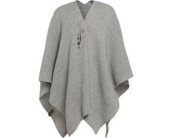 Knit Factory Jazz Gebreid Omslagvest - Dames Poncho - Wikkelvest - Gebreide bruine poncho - Gebreide mantel - Winter poncho - Dames cape - One Size - Iced Clay
