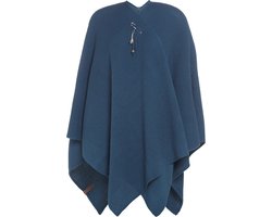 Knit Factory Jazz Gebreid Omslagvest - Dames Poncho - Wikkelvest - Gebreide donkerblauwe poncho - Gebreide mantel - Winter poncho - Dames cape - One Size - Petrol