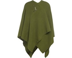 Knit Factory Jazz Gebreid Omslagvest - Dames Poncho - Wikkelvest - Gebreide groene poncho - Gebreide mantel - Winter poncho - Dames cape - One Size - Mosgroen