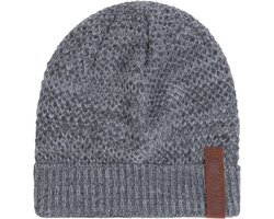 Knit Factory Jazz Gebreide Muts Heren & Dames - Beanie hat - Antraciet/Licht Grijs - Warme grijs gemêleerde Wintermuts - Unisex - One Size