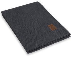 Knit Factory Jesse Gebreid Plaid - Woondeken - Kleed - Antraciet - 160x130 cm