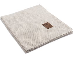 Knit Factory Jesse Gebreid Plaid - Woondeken - Kleed - Beige - 160x130 cm