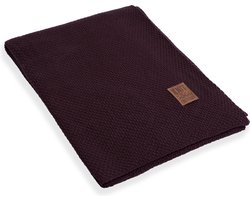Knit Factory Jesse Gebreid Plaid - Woondeken - plaid - Wollen deken - Kleed - Aubergine - 160x130 cm