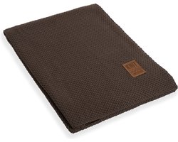 Knit Factory Jesse Gebreid Plaid - Woondeken - plaid - Wollen deken - Kleed - Dark Taupe - 160x130 cm