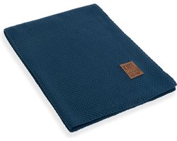 Knit Factory Jesse Gebreid Plaid - Woondeken - plaid - Wollen deken - Kleed - Petrol - 160x130 cm