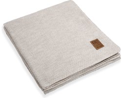 Knit Factory Jesse Gebreid Plaid XL - Woondeken - plaid - Wollen deken - Kleed - Beige - 195x225 cm