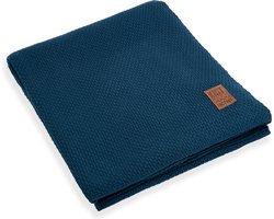 Knit Factory Jesse Gebreid Plaid XL - Woondeken - plaid - Wollen deken - Kleed - Petrol - 195x225 cm