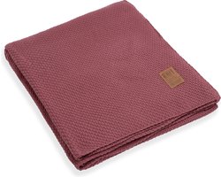Knit Factory Jesse Gebreid Plaid XL - Woondeken - plaid - Wollen deken - Kleed - Stone Red - 195x225 cm