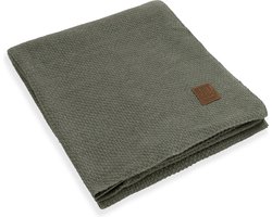 Knit Factory Jesse Gebreid Plaid XL - Woondeken - plaid - Wollen deken - Kleed - Urban Green- 195x225 cm